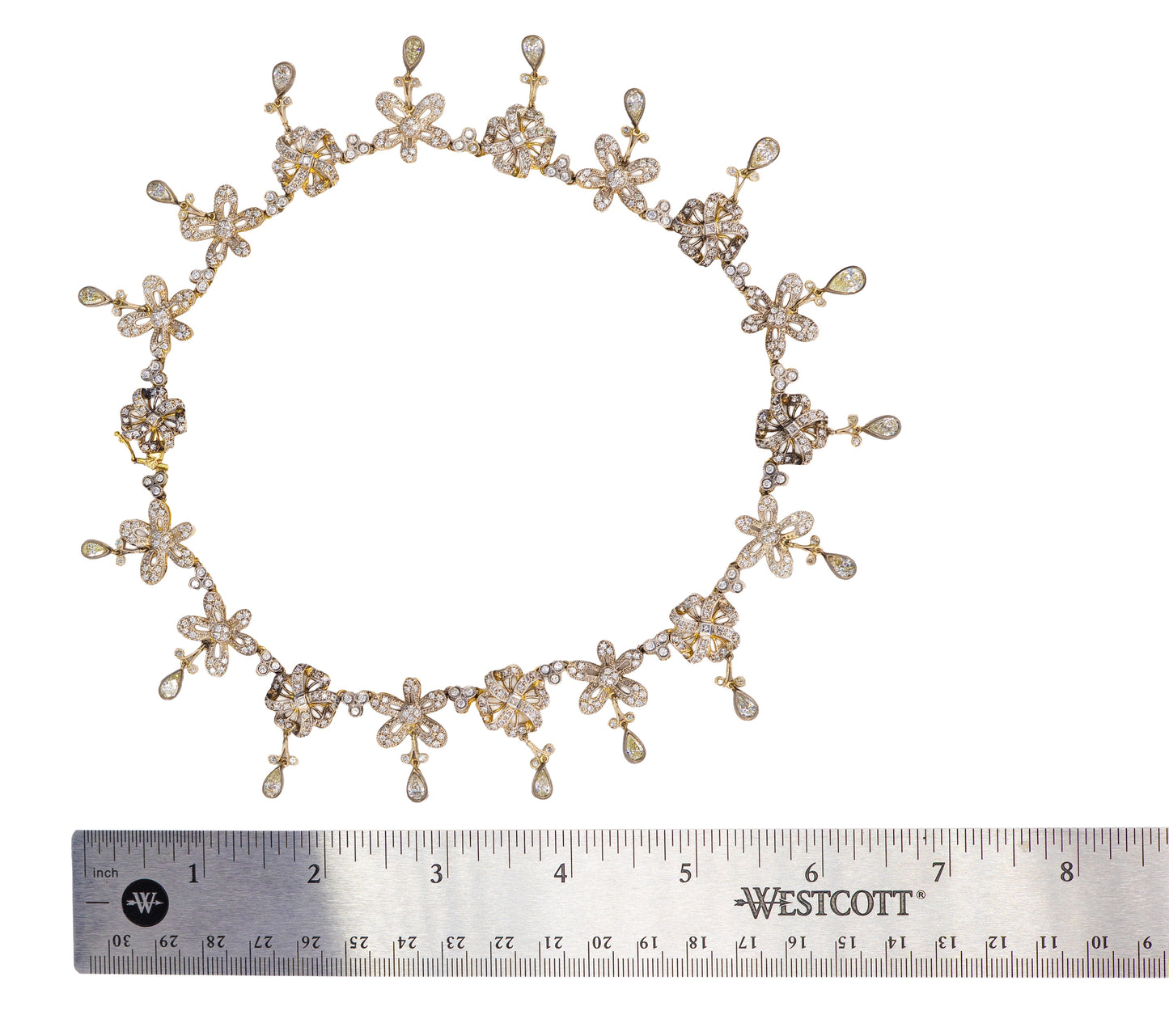 Two-Tone 18 Karat Gold Diamond Floral Necklace