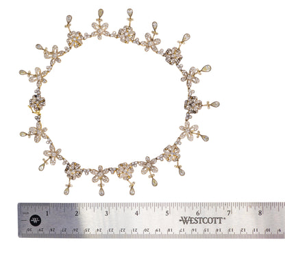 Two-Tone 18 Karat Gold Diamond Floral Necklace