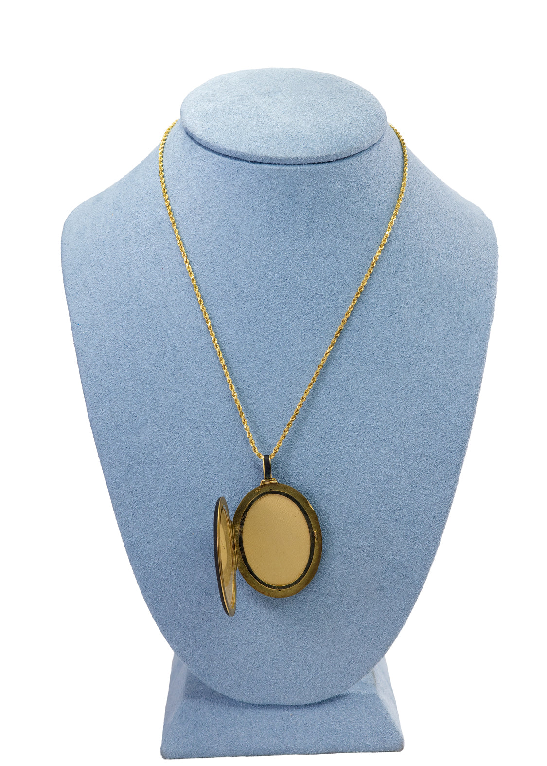 Yellow Gold, Black Onyx, and Seed Pearl Oval Locket Necklace