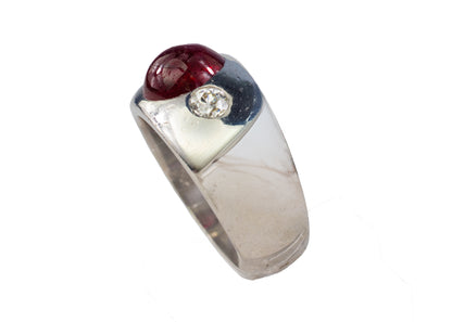 Cabochon Ruby & Diamond Men's Gypsy Ring