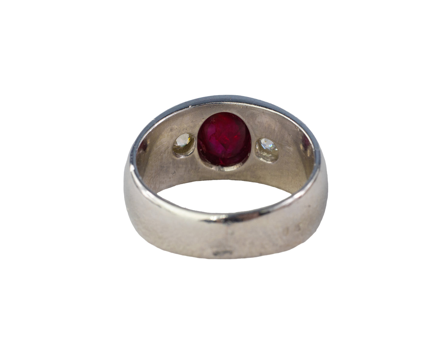 Cabochon Ruby & Diamond Men's Gypsy Ring