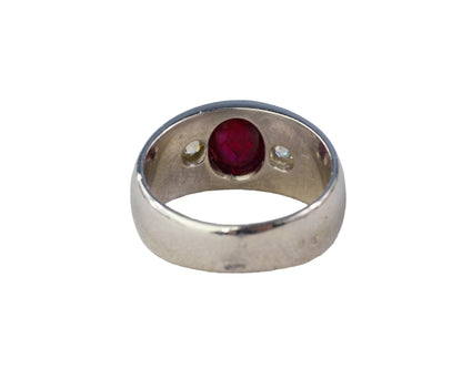Cabochon Ruby & Diamond Men's Gypsy Ring