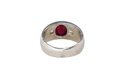 Cabochon Ruby & Diamond Men's Gypsy Ring