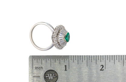 Pear-Shaped Emerald and Tapered Baguette Diamond Ballerina Ring