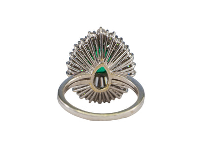 Pear-Shaped Emerald and Tapered Baguette Diamond Ballerina Ring