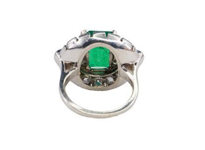 Vintage Emerald and Diamond White Gold Cocktail Ring