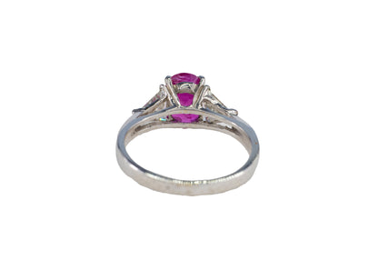Oval Ruby and Trillion-Cut Diamond Three-Stone Ring