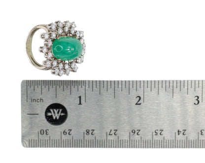 Cabochon Emerald and Diamond Sunburst Ballerina Ring