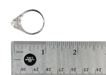 Antique Platinum Old Mine Cut Diamond Filigree Ring