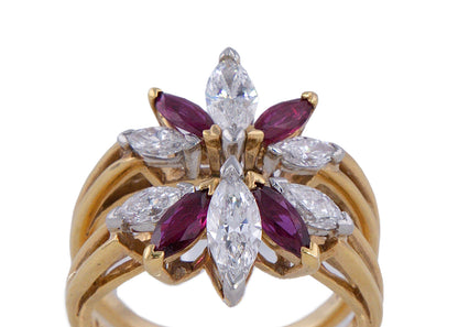 Oscar Heyman Bros Ruby and Diamond Floral Ring