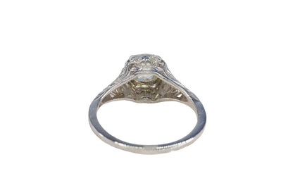 Antique Platinum Old Mine Cut Diamond Filigree Ring