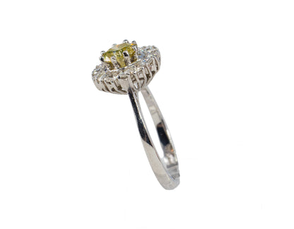 Fancy Yellow Diamond and White Diamond Halo Ring