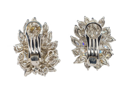 Platinum Multi-Cut Diamond Cluster Statement Earrings