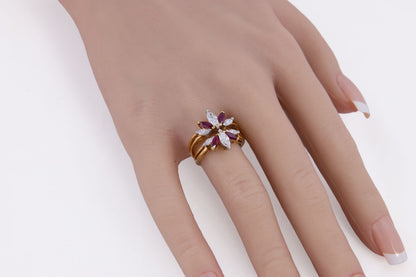 Oscar Heyman Bros Ruby and Diamond Floral Ring