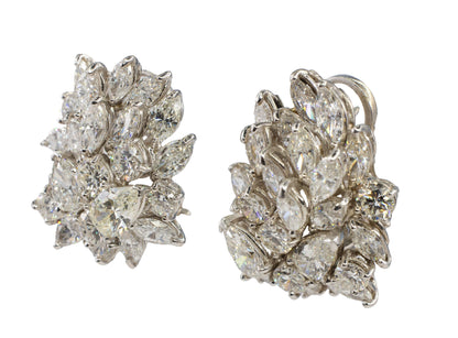 Platinum Multi-Cut Diamond Cluster Statement Earrings
