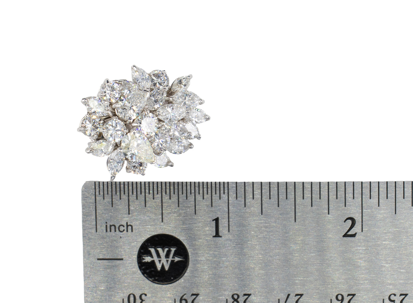 Platinum Multi-Cut Diamond Cluster Statement Earrings
