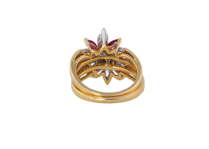 Oscar Heyman Bros Ruby and Diamond Floral Ring
