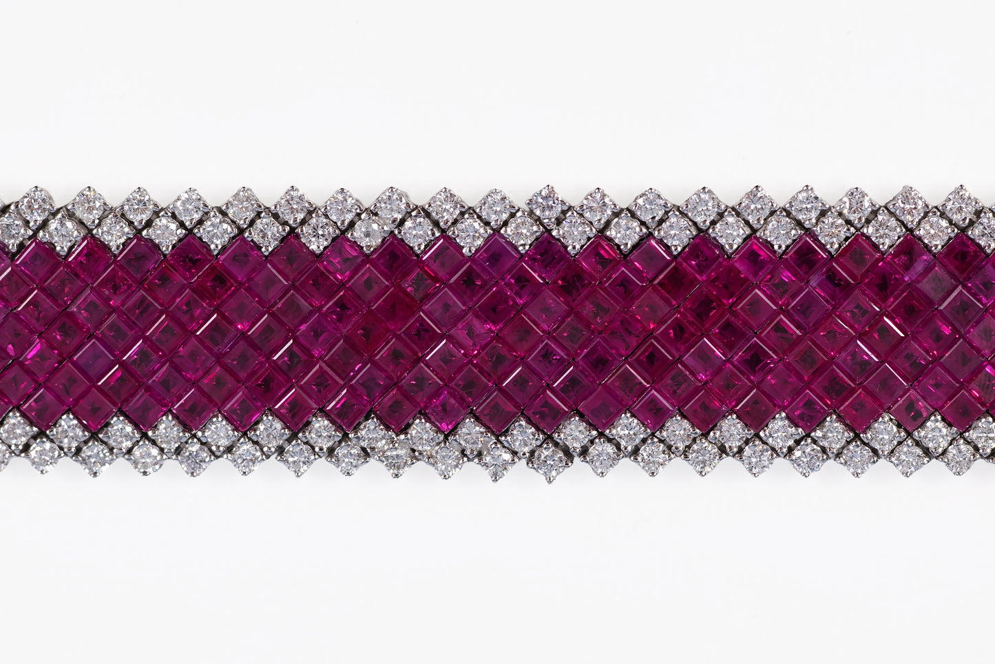 Invisible-Set Ruby and Diamond Bracelet