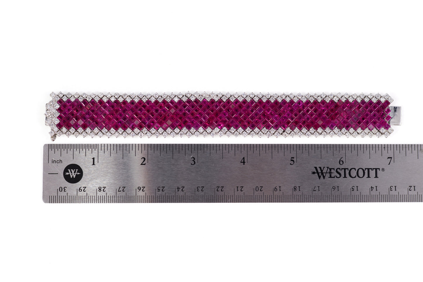 Invisible-Set Ruby and Diamond Bracelet
