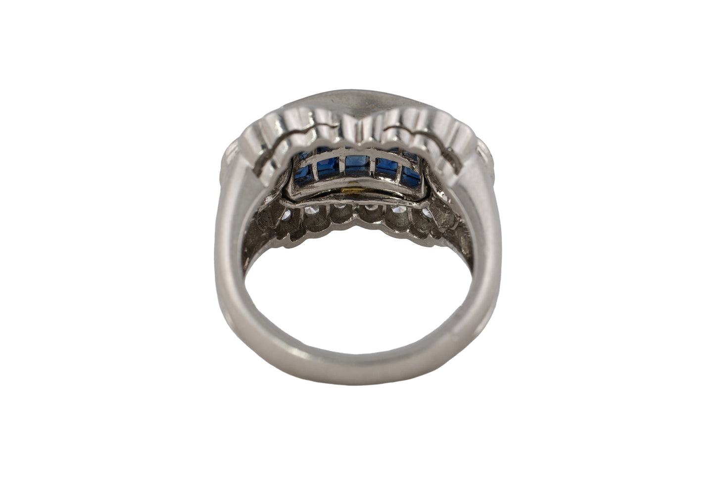 Art Deco Platinum Invisible-Set Sapphire & Diamond Ring
