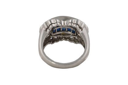 Art Deco Platinum Invisible-Set Sapphire & Diamond Ring