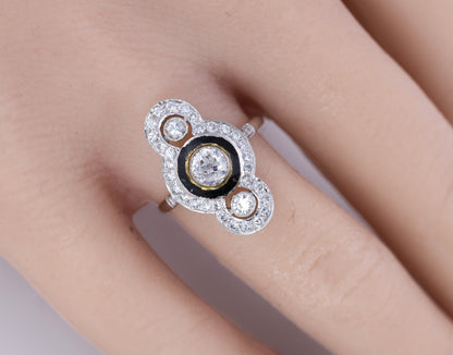 Art Deco Diamond and Black Onyx Ring