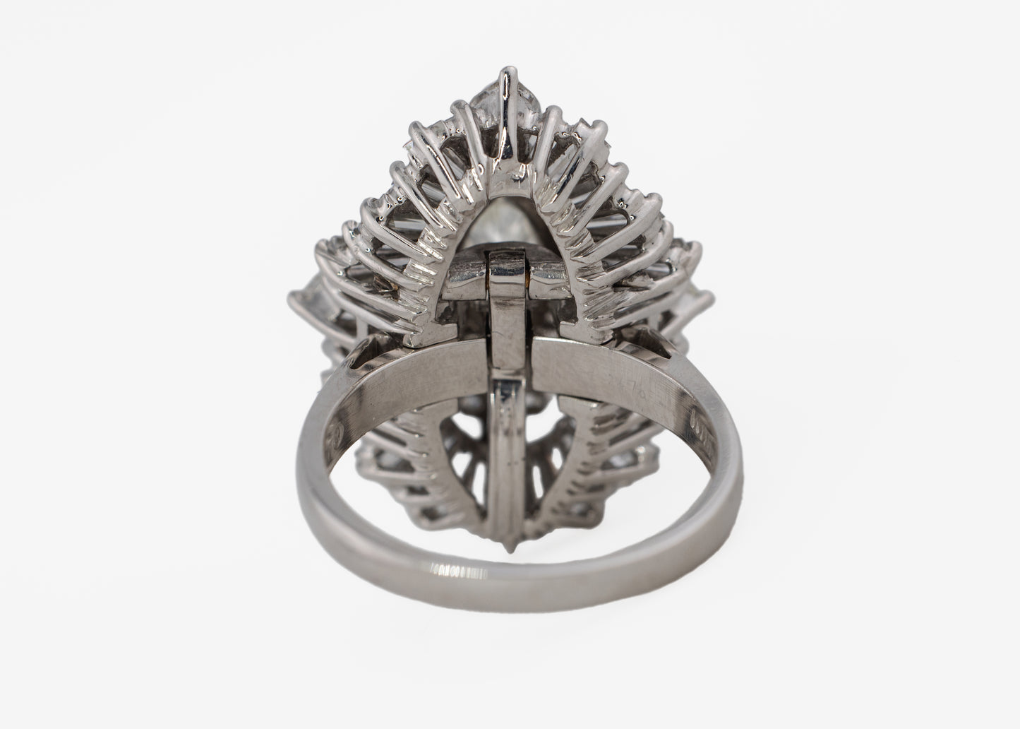 Marquise Diamond with Tapered Baguette Halo Ballerina Ring