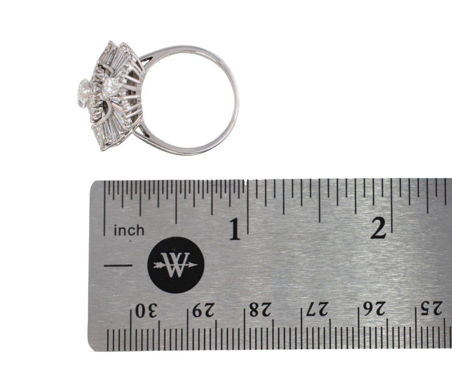 Marquise Diamond with Tapered Baguette Halo Ballerina Ring