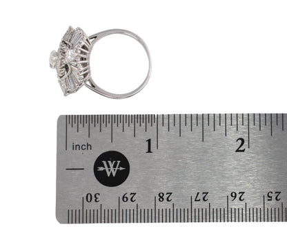 Marquise Diamond with Tapered Baguette Halo Ballerina Ring