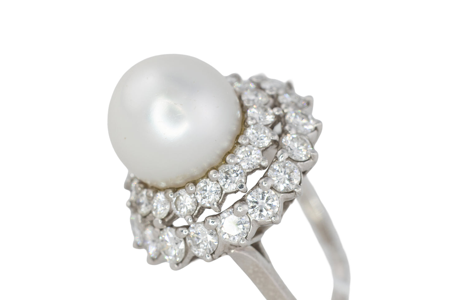 Large South Sea Pearl and Diamond Double Halo Ring