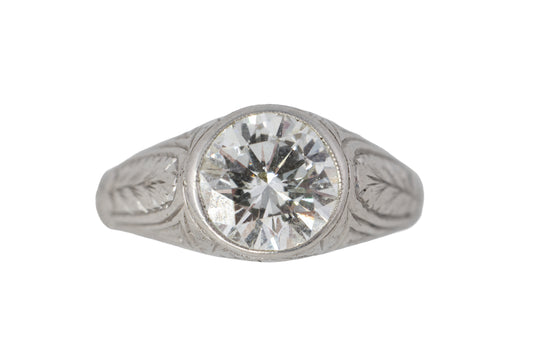 Old European Cut Diamond Solitaire Bezel Set Ring
