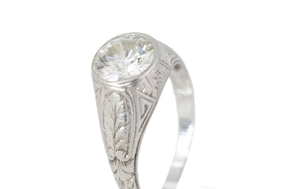 Old European Cut Diamond Solitaire Bezel Set Ring