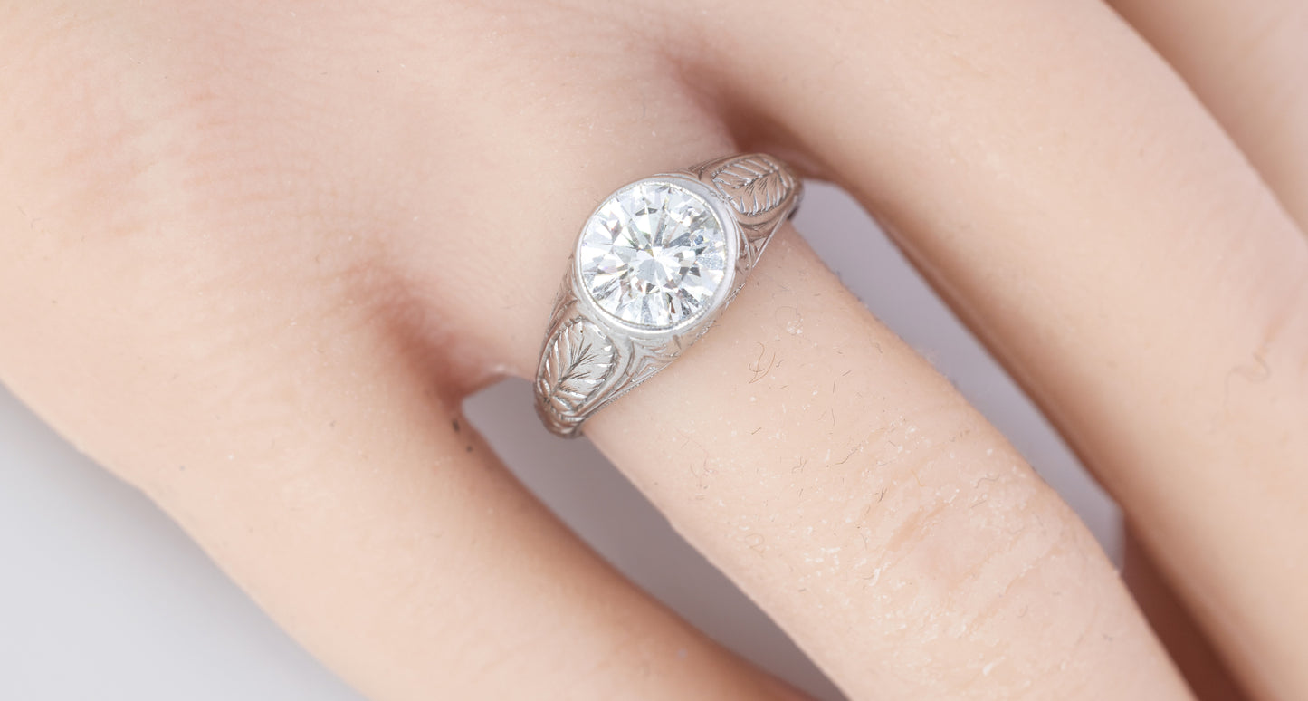 Old European Cut Diamond Solitaire Bezel Set Ring