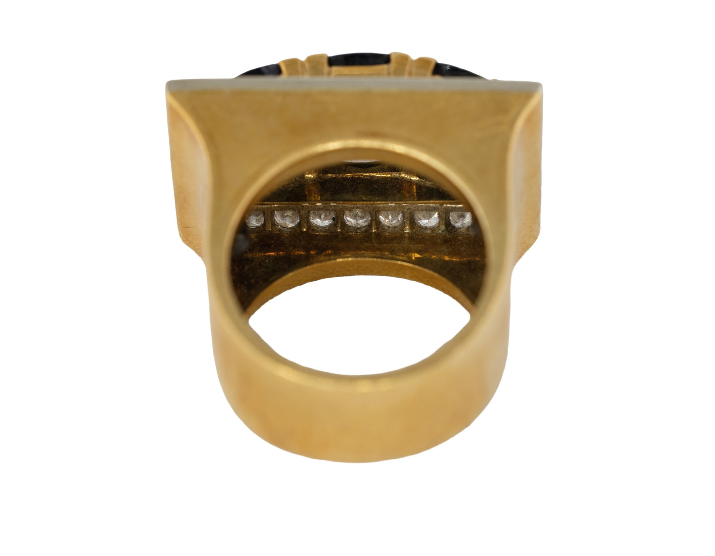 Rectangular Sapphire and Diamond Two Row Cluster Ring