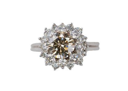 Tiffany & Co. Platinum Round Brown Diamond and White Diamond Floral Cluster Ring
