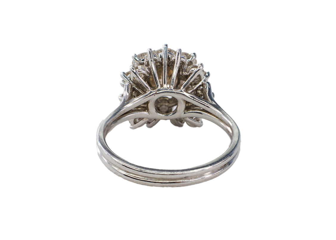 Tiffany & Co. Platinum Round Brown Diamond and White Diamond Floral Cluster Ring