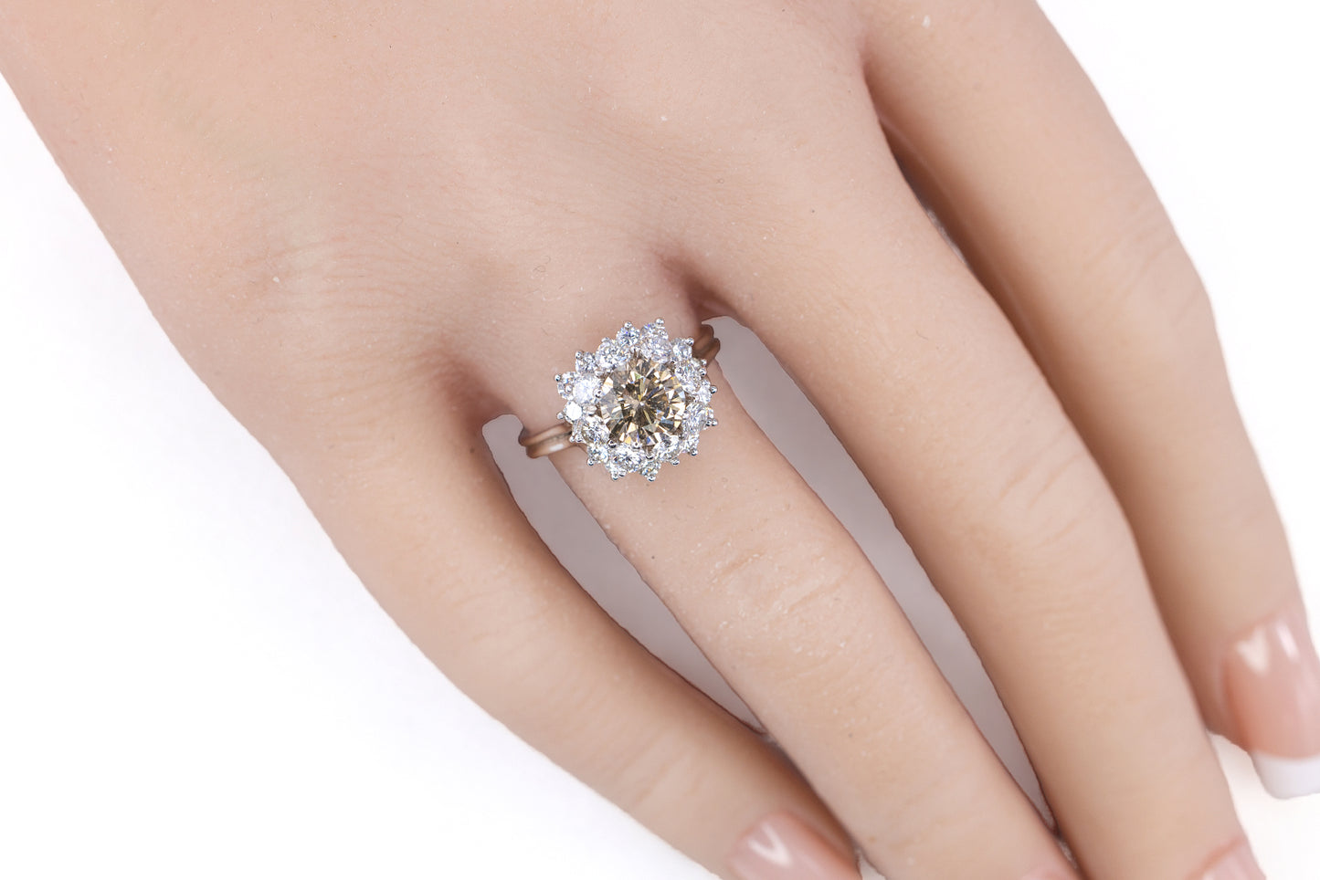 Tiffany & Co. Platinum Round Brown Diamond and White Diamond Floral Cluster Ring