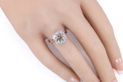 Tiffany & Co. Platinum Round Brown Diamond and White Diamond Floral Cluster Ring