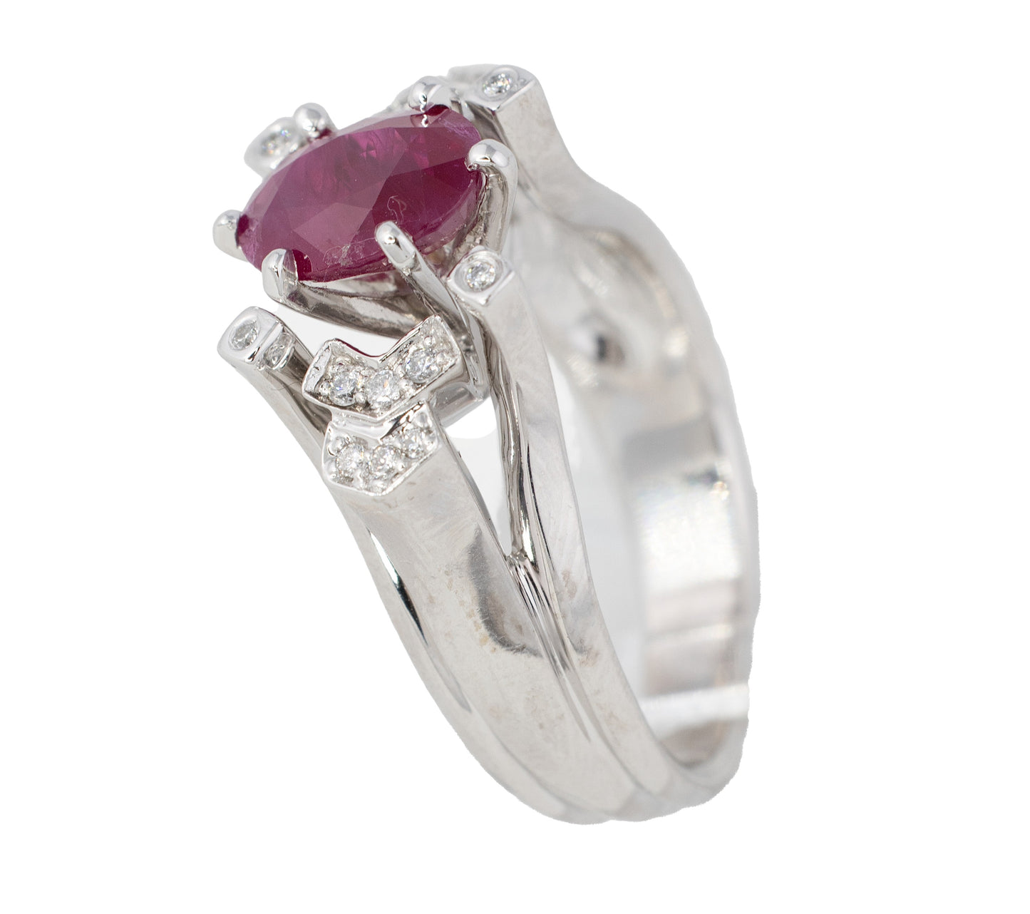 Oval Ruby and Diamond Accent Band