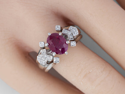 Oval Ruby and Diamond Accent Band