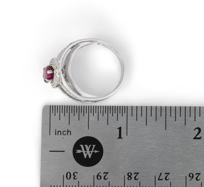 Marquise Ruby with Diamond Halo and Sapphire Channel-Set Band