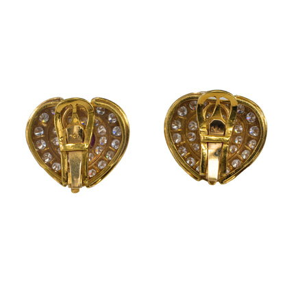 Heart Shaped Ruby and Diamond Earrings