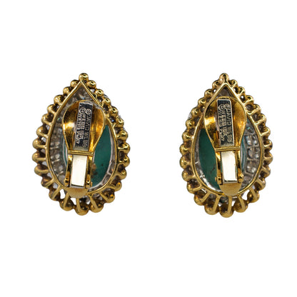 David Webb 18k Gold & Platinum Turquoise and Diamond Clip-On Earrings
