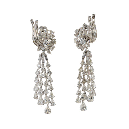 Vintage Diamond Waterfall Chandelier Earrings