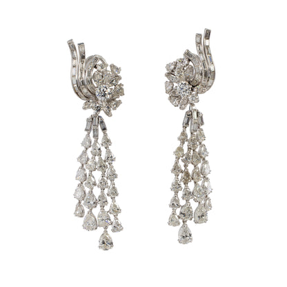 Vintage Diamond Waterfall Chandelier Earrings