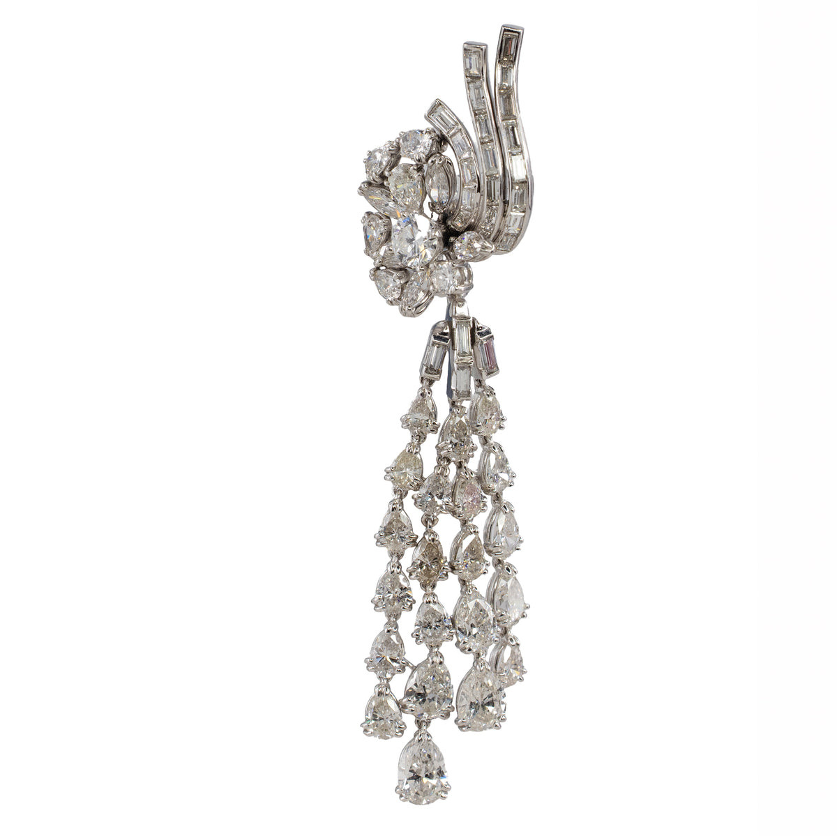 Vintage Diamond Waterfall Chandelier Earrings