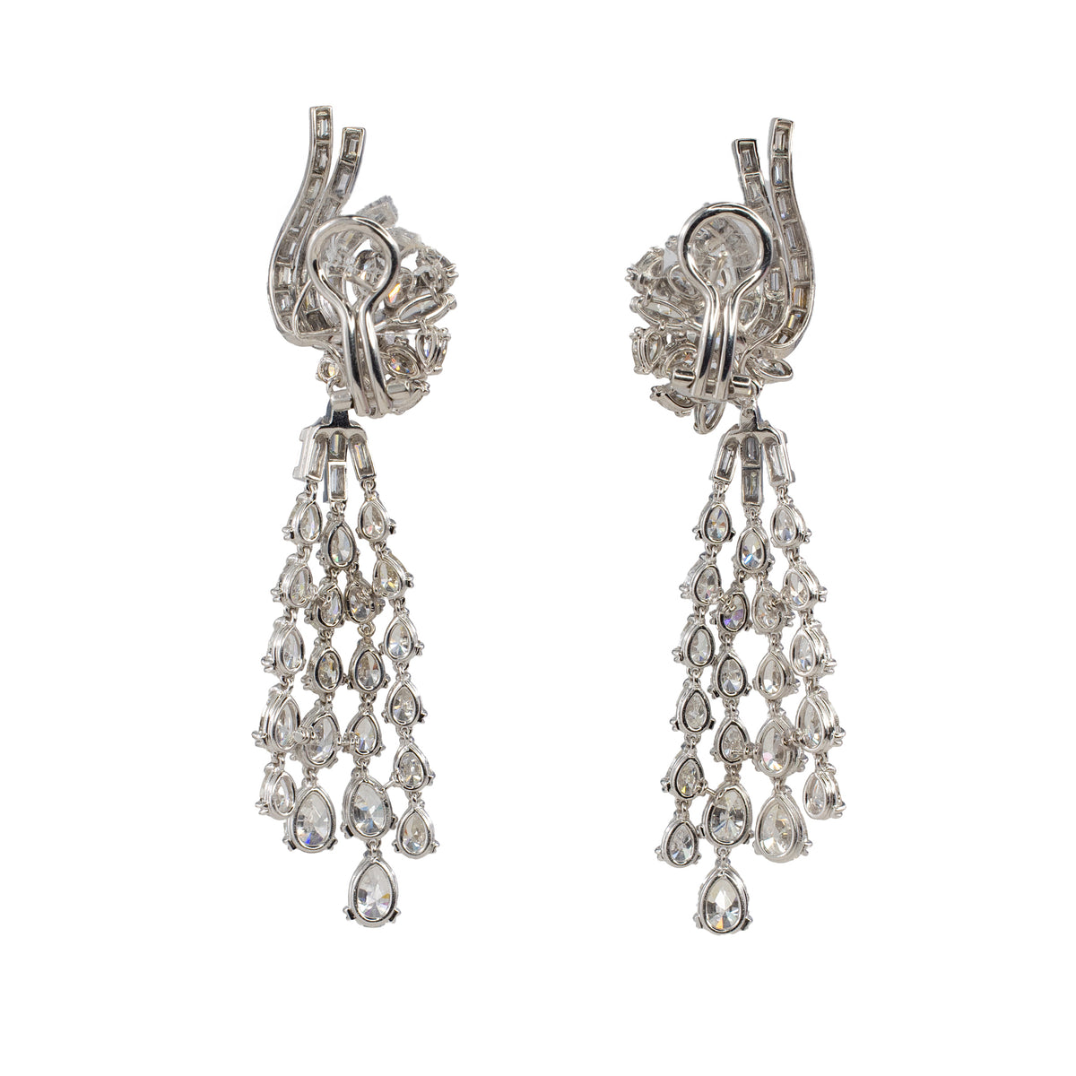 Vintage Diamond Waterfall Chandelier Earrings