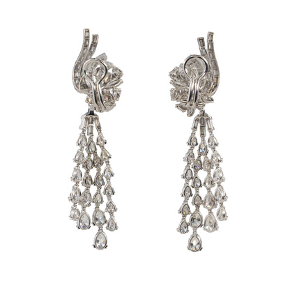 Vintage Diamond Waterfall Chandelier Earrings