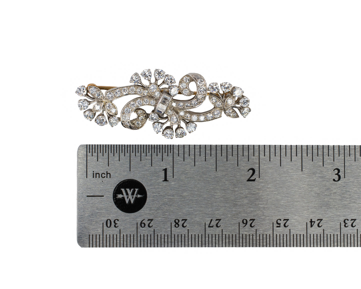 Tiffany & Co. Circa 1910 Platinum & Diamond Swirl Ribbon Brooch