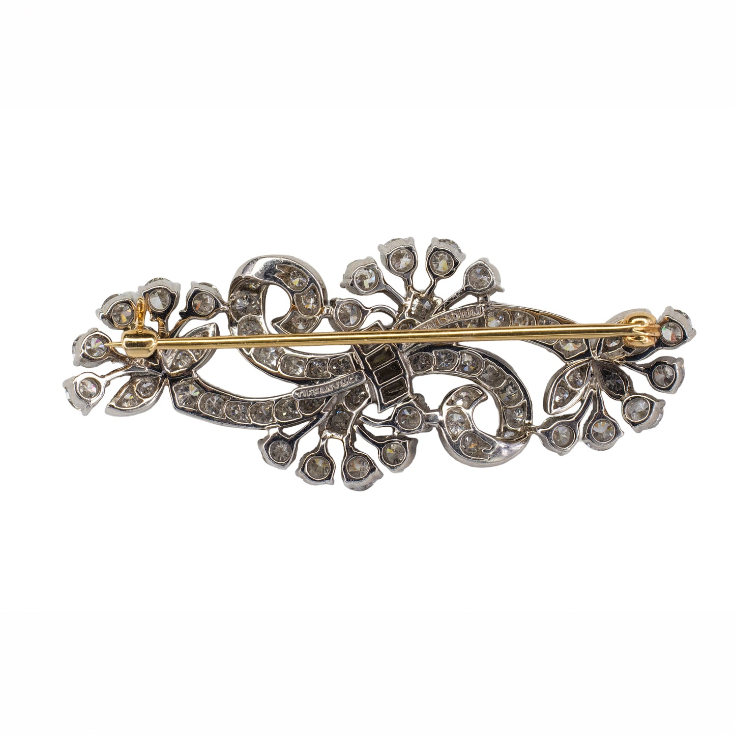 Tiffany & Co. Circa 1910 Platinum & Diamond Swirl Ribbon Brooch